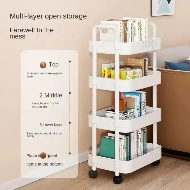Household Multi-layer Storage Rack Storage Rack Trolley and Storage Rack with Wheels Kitchen Bedroom Bathroom Mobil Storage Rack