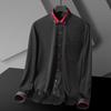 Men's Diamond Buttons & Contrast Collar Dress Shirt with Chest Pocket Long Sleeve Stretch Smooth Wrinkle-Free Easy Care Shirts