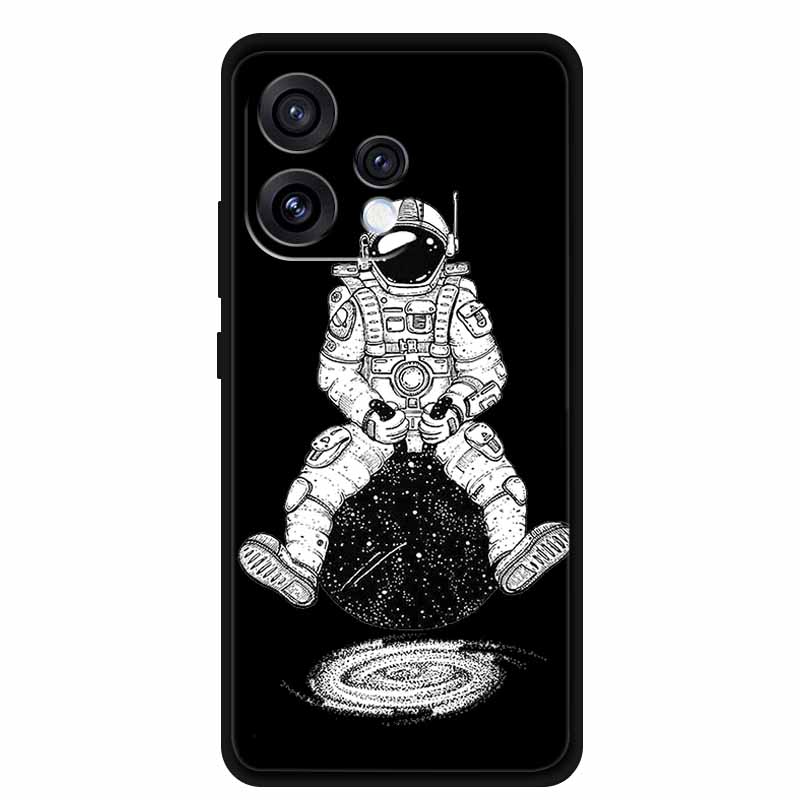 For Oppo Reno15 5G Case Flower Black Silicone Soft Protective Back Covers For Oppo Reno 15C 2025 Phone Case Coque Cartoon Shells