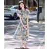 Women's Retro Print A-Line Shirt Dress