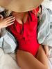 2024 European & American One-Piece Flounce Bikini - Solid Color, Sexy Swimwear