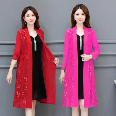 Women Middle Age Lady Cardigan Thin Style Sunscreen Clothing Tops Coat Summer Shawl Long Sunscreen Clothing Jacket