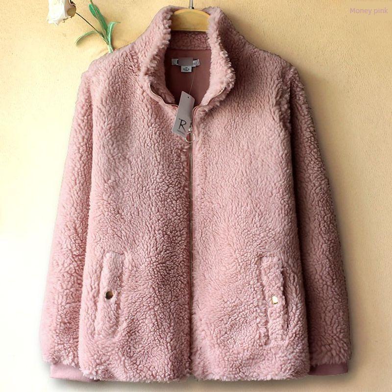 

W803 Thick Winter Clothes Lambswool Women s Outdoor Sweatshirt Pink UK16
