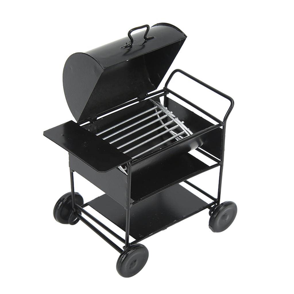 1/12 Dollhouse Miniature BBQ Grill Mini BBQ Grill Oven Model RC Car Decoration BBQ Cart Model