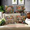 1 Stück Osterhase Kissenbezug Frühling Blumen Kissenbezug Hase Küken und Ei Druck Festival Sofa Kissenbezug Heimdekoration