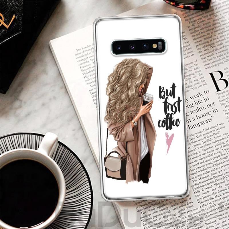 Princess Female Boss Coffee Cover For Samsung Galaxy M12 M21 M30S M31 M32 Phone Case M51 M52 Note 20 Ultra 10 Plus 9 8 J4 J6 + J
