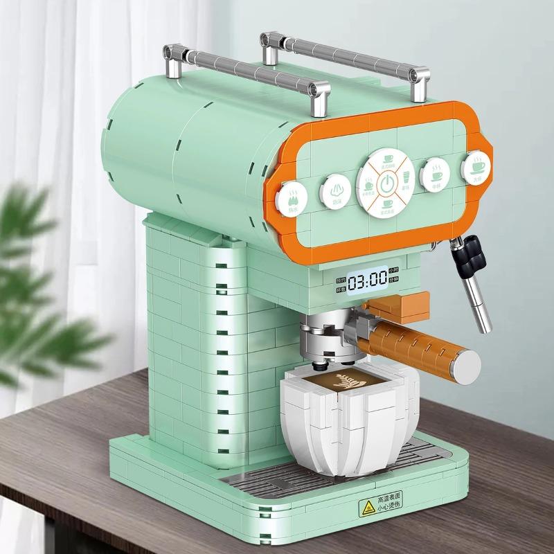 Classic Creative Coffee Machine Mini Diamond Model Building Blocks City Friend Bricks Toys for Kids Adult Gifts
