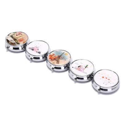 Folding Pill Case Metal Pill Cutter Medicine Pill Box Makeup Storage Container
