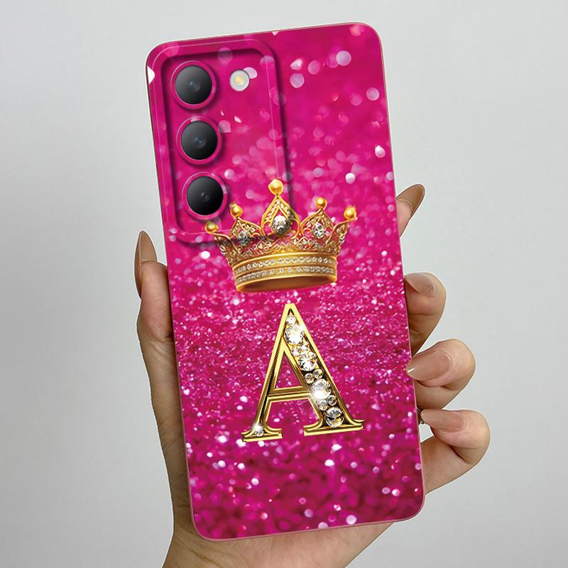 For Vivo V30 Lite 4G Case Crown Letter Soft Silicone Phone Case For Vivo V30 SE V40 SE Cover On Vivo Y100 T3 5G Shockproof Funda