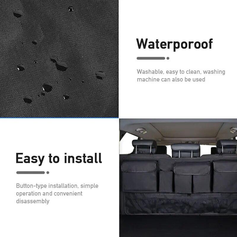 Car Trunk Organizer With 9 Pockets Large Capacity Storage Bag Backseat Oxford Cloth Backseat Stowing And Tidying Car Accessories