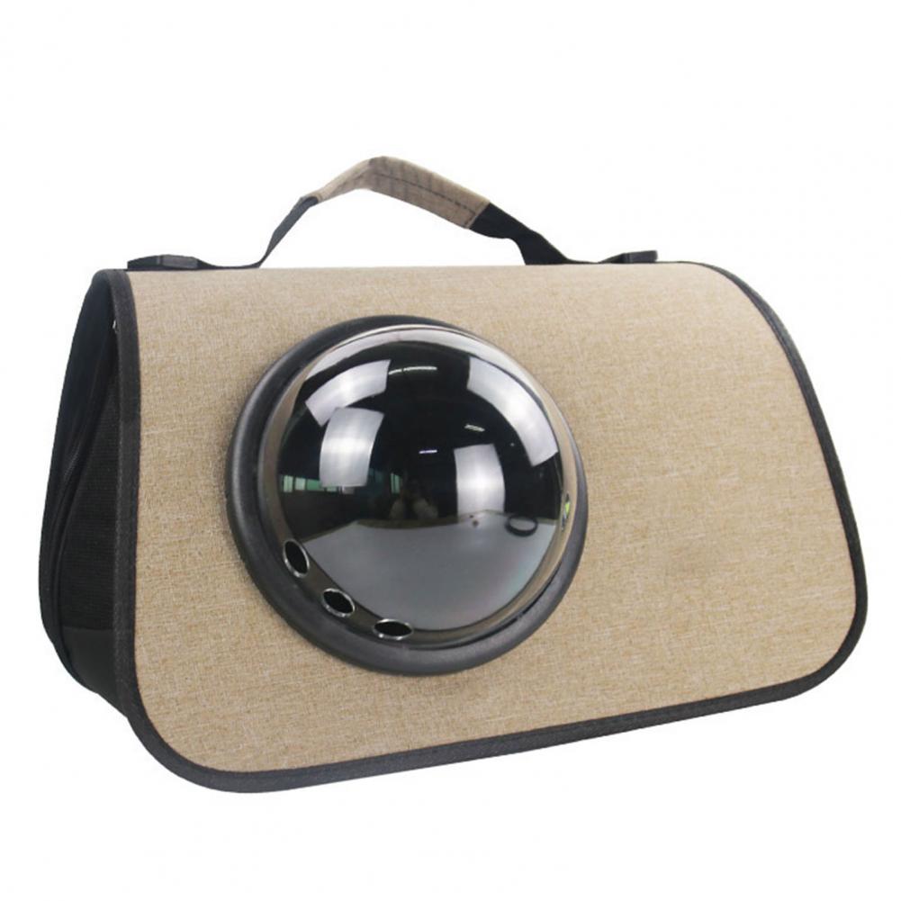 

Pet Carrier Oxford Cloth Transparent Messenger Bag Outdoor Travel Foldable Kitten Cage Cats Backpack Small Pet Carrying Handbag бежевий