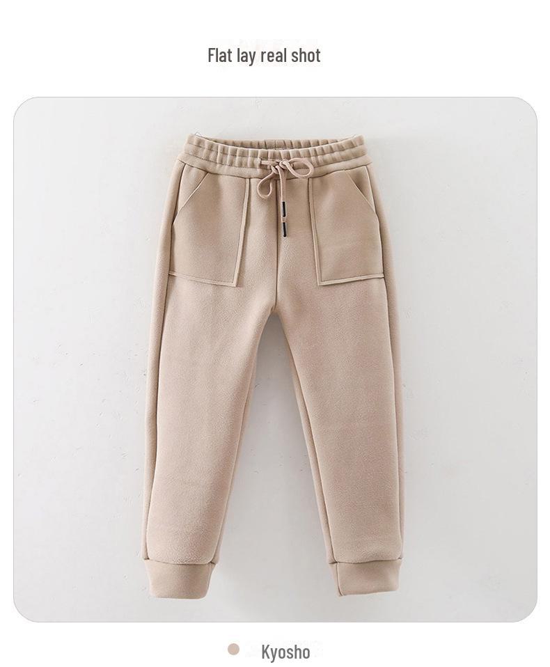 Kids' Seven-Level Windproof Velvet Sweatpants - Korean Style for Autumn/Winter