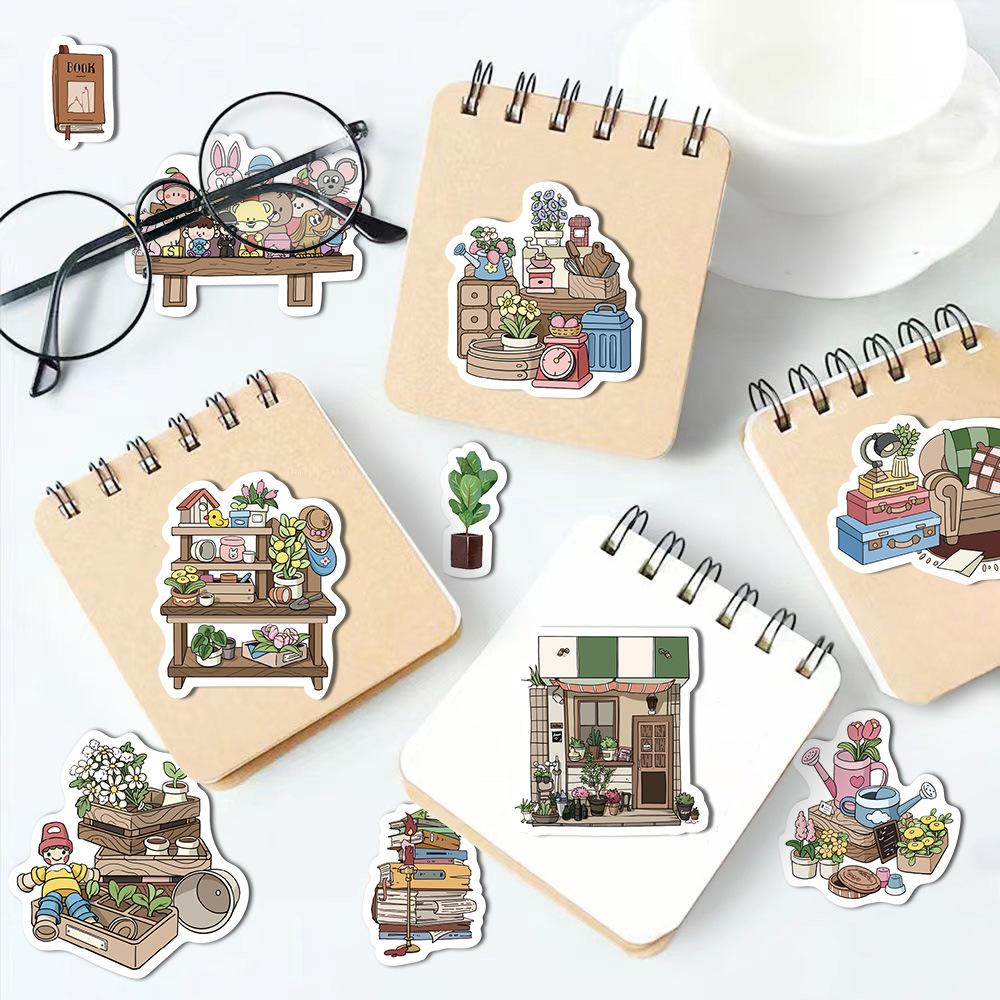 8 Styles of Garden Cafe Guka Stickers DIY Hand Account Small Card Mobile Phone Case Decoration Korean Ins
