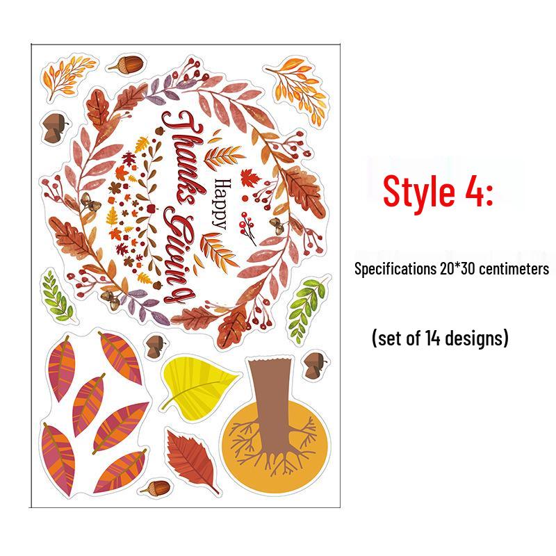 Thanksgiving Turkey & Autumn Maple Leaf Wall Stickers