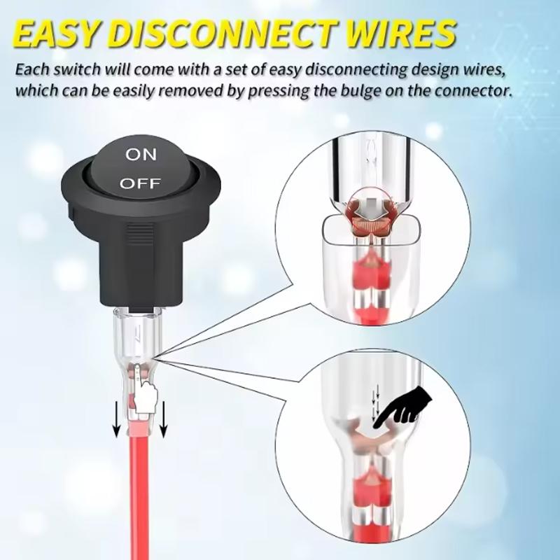 1/4PCs Car Circular Rocker Switches 12V DC Circular Toggle Switch For Motorhomes 2-pin Connector Auto Car Accessories