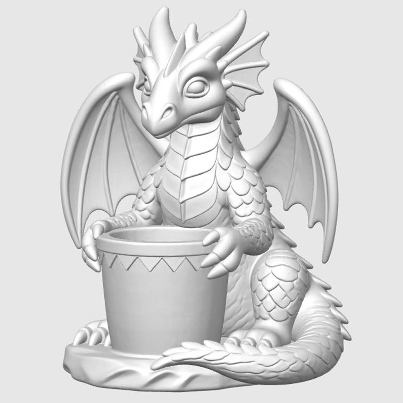 3D Printing Dragon Flower Pot Succulent Green Plant Pot Flower Fantasy Flying Dragon Holding Pot Desktop Storage Decorative Pen Holder