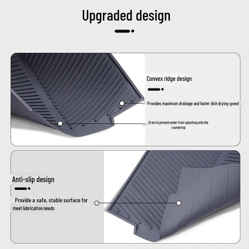 Large Silicone Striped Draining Mat - Minimalist Square Picnic Bar Pad