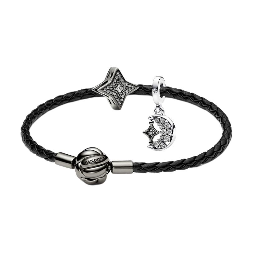 Pandora One Heart One Mind 2.0 Premium Light Luxury Fashion Versatile 925 Silver Cubic Zirconia Bracelet Women bracelet Black ZT26012830A Box,19cm