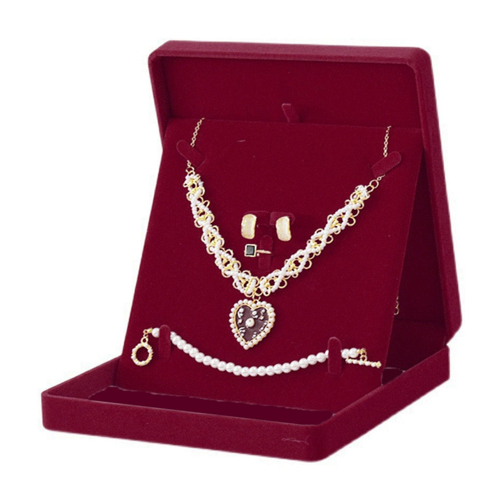 

Portable Velvets Jewelry Organizer Display Case for Rings Necklaces Earrings Jewellery Holder for Travel and Home Use червоний