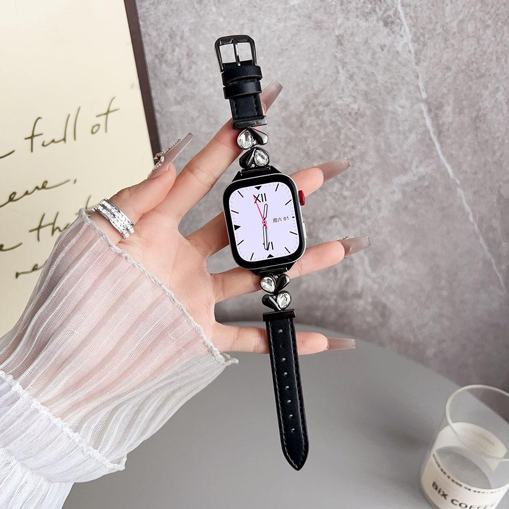 

Металлический ремешок с кожаной вставкой Fit 4 Pro для Huawei Watch Fit 4/ Fit 3 Замена ремешка Браслет для женщин Стильный Тонкий чёрный