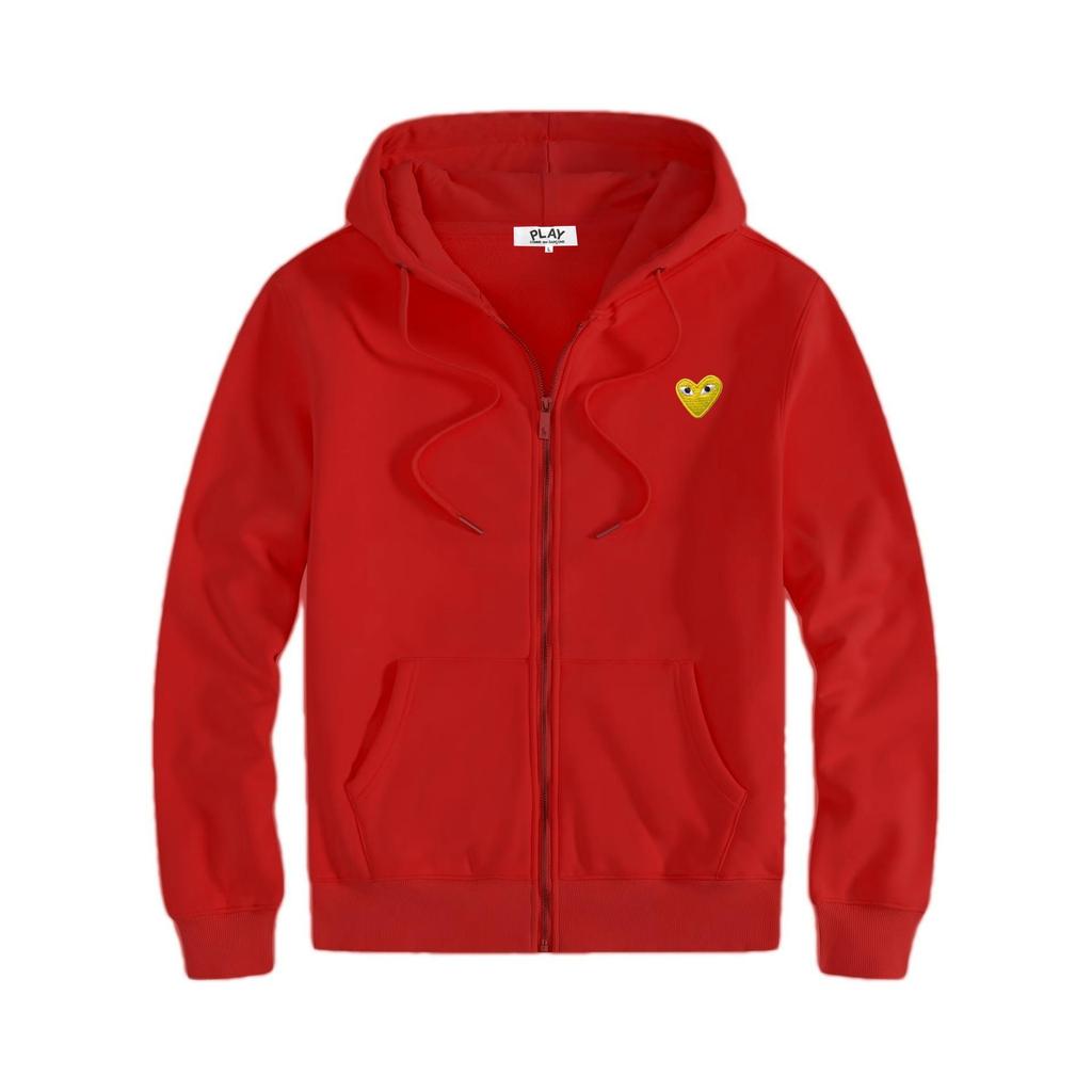 HEYPLAY Peach Heart Japanese Streetwear Unisex Hooded Zip-Up Sweatshirt