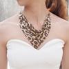 Aesthetic Leopard Print Necklace Chain Choker Detachable Collar Metal Triangular Scarf  Girls