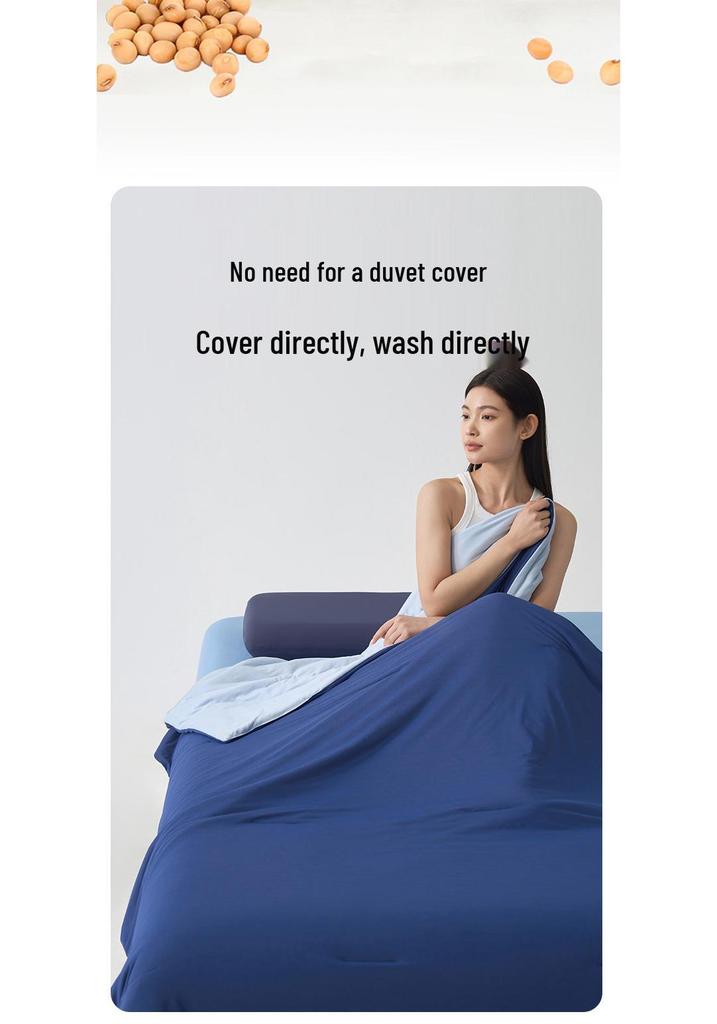 Class A Double-Sided Soybean Fiber Summer Quilt - Temperature Control, Machine Washable, Ice Silk Blanket