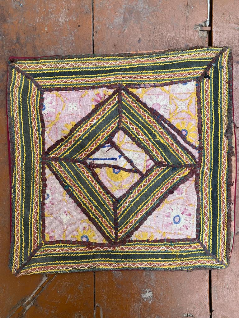 Hand Embroidered Cotton Pillow Cover: Bohemian Decorative Cushion 40