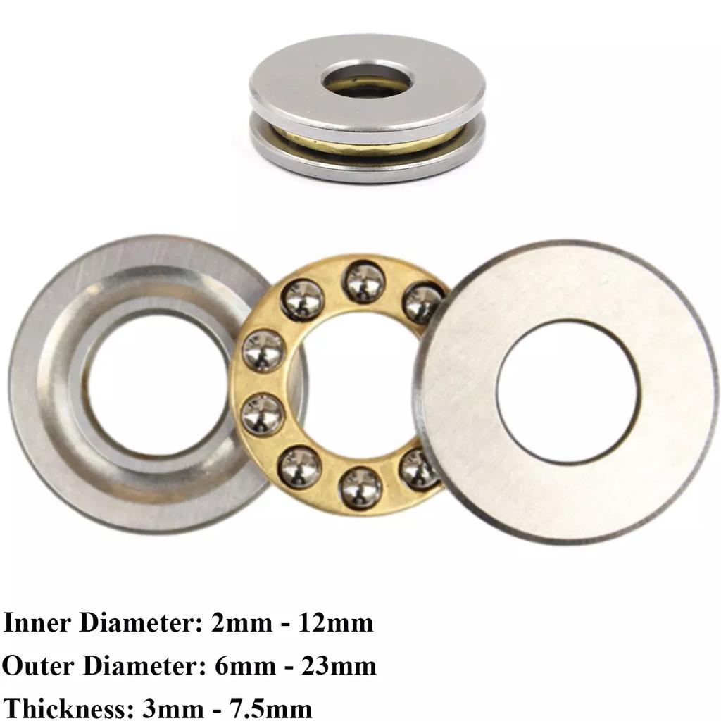 1Pcs Plane Axial Ball Bearing Thrust Bearings F3-8M to F12-21M I.D 3mm-12mm Miniature Plane Thrust Ball Bearings Steel All Size