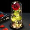 Wieczna Róża W Szkle Prezent Flower Box Dzień Kobiet Czerwona Świecąca Led