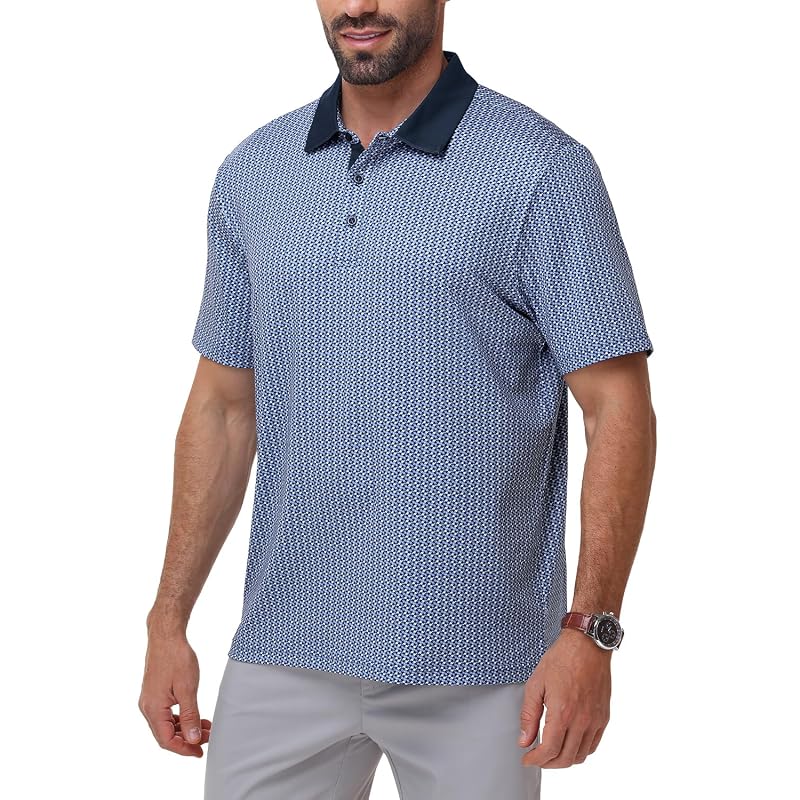 [Gopune] Men's Golf Polo Shirt, Short Sleeve, Sweat-Wicking, Quick-Drying, Stretch, Collared Polo Shirt, UPF50+, Casual, Tennis, Business, 3-Button,