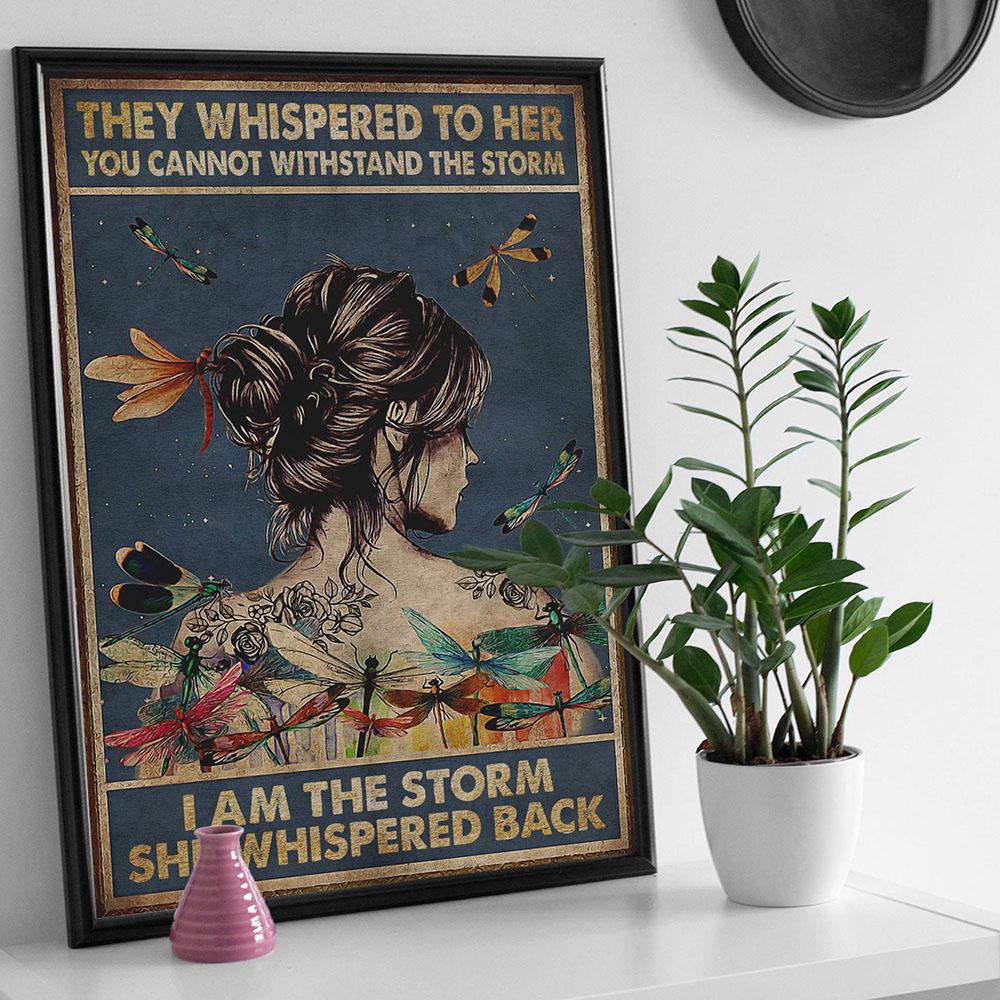 Abstract Fashion Retro Dragonfly Girl Wall Art Oil Painting Nordic Poster