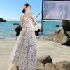 Temperament French Retro Suspender Photo Dress Waist and Thin Travel Wear Sanya Seaside Vacation Beach Dress