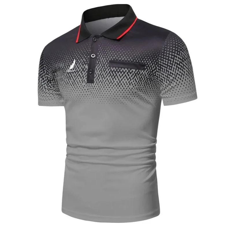 New Men's Printed Casual Turn-down Collar Polo Shirt Men's Business Casual Short-sleeved Shirt