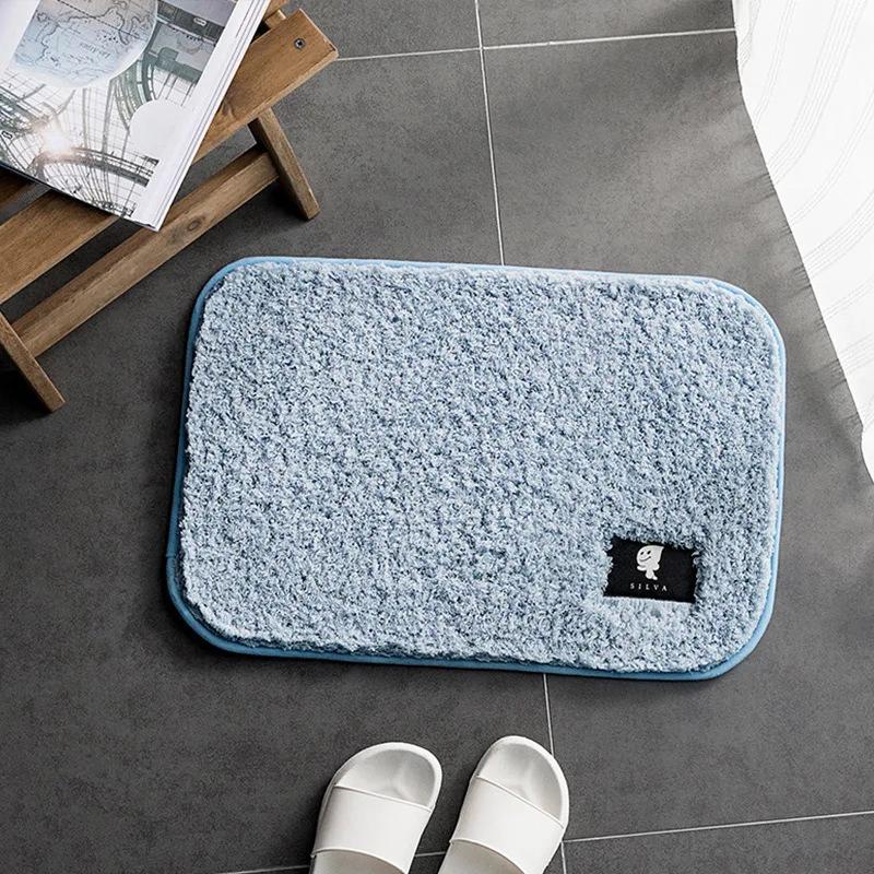 Home Bath Mat Non-slip Bathroom Carpet Soft Coral Fleece Memory Foam Rug Mat Kitchen Toilet Floor Decor Washable 600x900mm