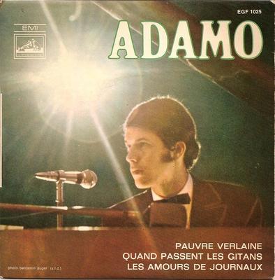7-inch Plaat ADAMO Pauvre Verlaine EGF1025 LA VOIX DE SON 1968 Frankrijk Pop Gebruikt