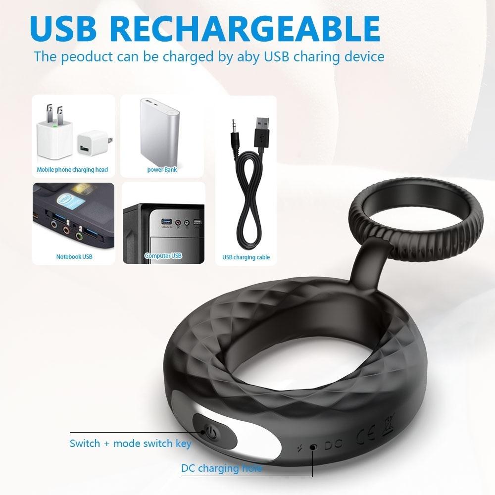 Vibrating Pe-nis Ring Silicone Co-ck Ring Delay Ejaculation E-rection Lo-ck Ring Long Lasting Sex Toys