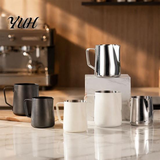Coffee Drink Decoration Pitcher Stainless Steel Milk Frothing Pitcher, Professional Latte Art Cup with Measurement Scale, Dripless Spout Steaming Jug
