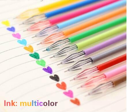 12pc/24Pcs Colorful Refils Diamond Head Refill Creative Candy 12 Color Gel Pen Refills 0.38mm Office Stationery School Supplies 2025