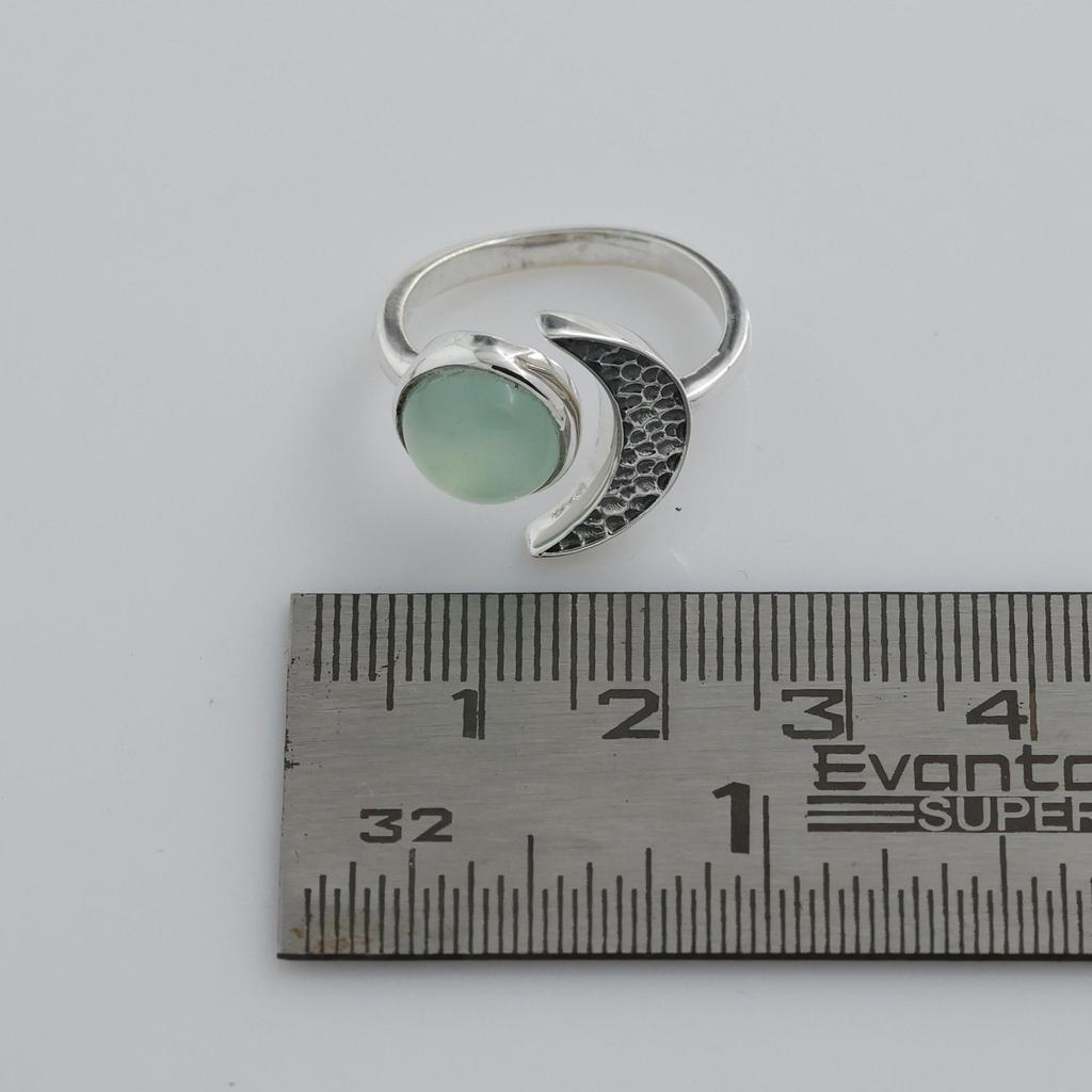 Half Moon Aqua Chalcedony Silver Ring, 100% 925 Sterling Silver Handmade Jewelry, Unisex Jewelry Ar8929