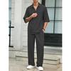 Spring  Commuter Men's Casual Shirt Solid Color Half Sleeve Trousers Two-piece Suit
