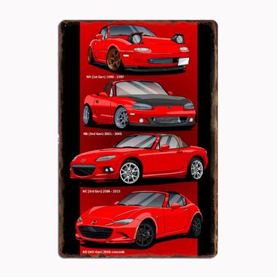 MX5 Miata Roadster Μεταλλική Πινακίδα Αφίσα Γκαράζ Δωμάτιο Διακόσμηση Τοίχου Κινηματογράφος Σαλόνι Προσαρμοσμένο Κασσίτερος Διακόσμηση Σπιτιού