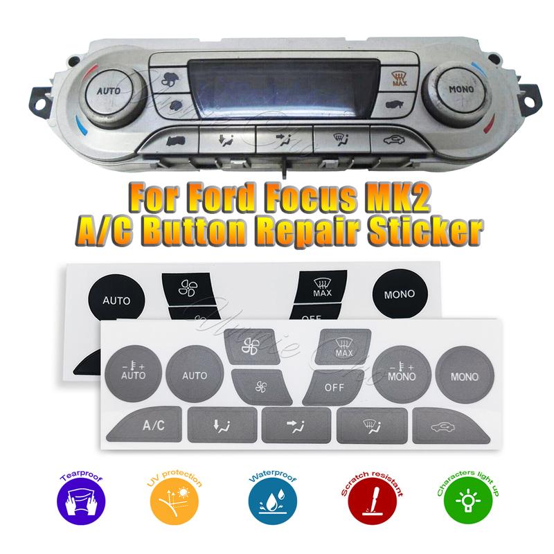 For Ford Focus MK2 Interior Decal Silver Button Repair Stickers For Air Conditioner For Ford Focus 2 Interior Tuning Accessories