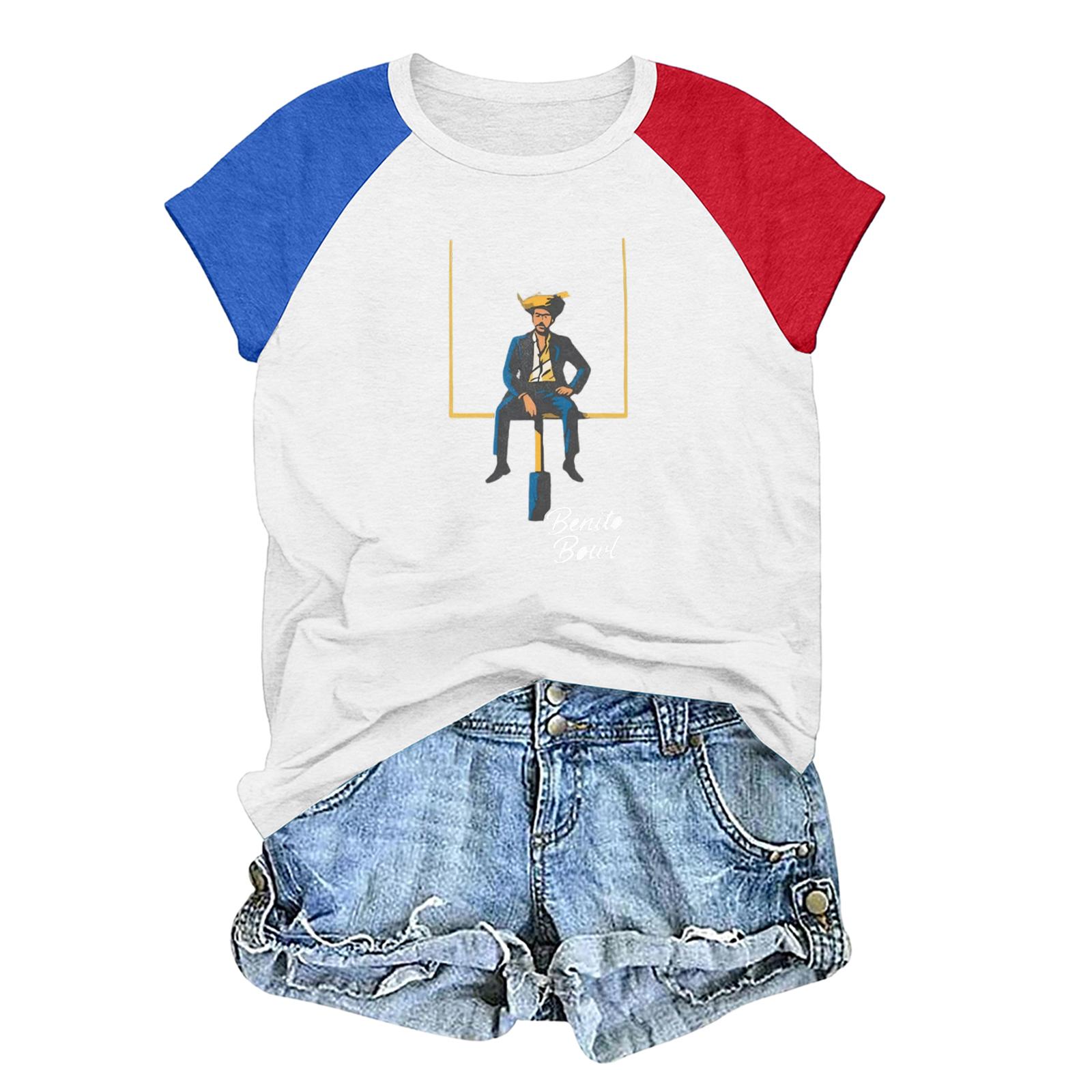 Unisex casual and fashionable short sleeved printed T-shirt top XL белый 1360₽