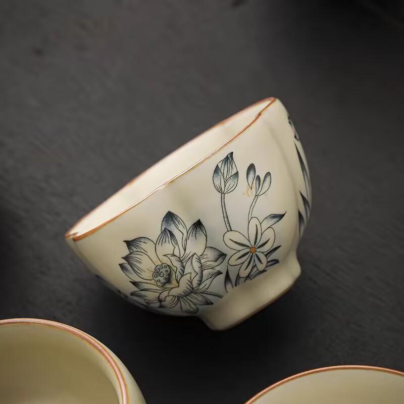 Ru Kiln Opening Can Raise Ceramic Tea Cup Pu'Er Tea Cup Master Cup Tea Cup Single Cup Tea Bowl Household Personal Cup