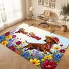 Floral Garden Theme Crystal Velvet Floor Rug Personalized Custom Name Text Warm Carpet Home Decoration