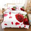 Rose Duvet Cover QueenRomantic Floral Bedding Set for Girls CoupleBlossom Flowers Quilt Cover Valentine's Day Bedspread Cover