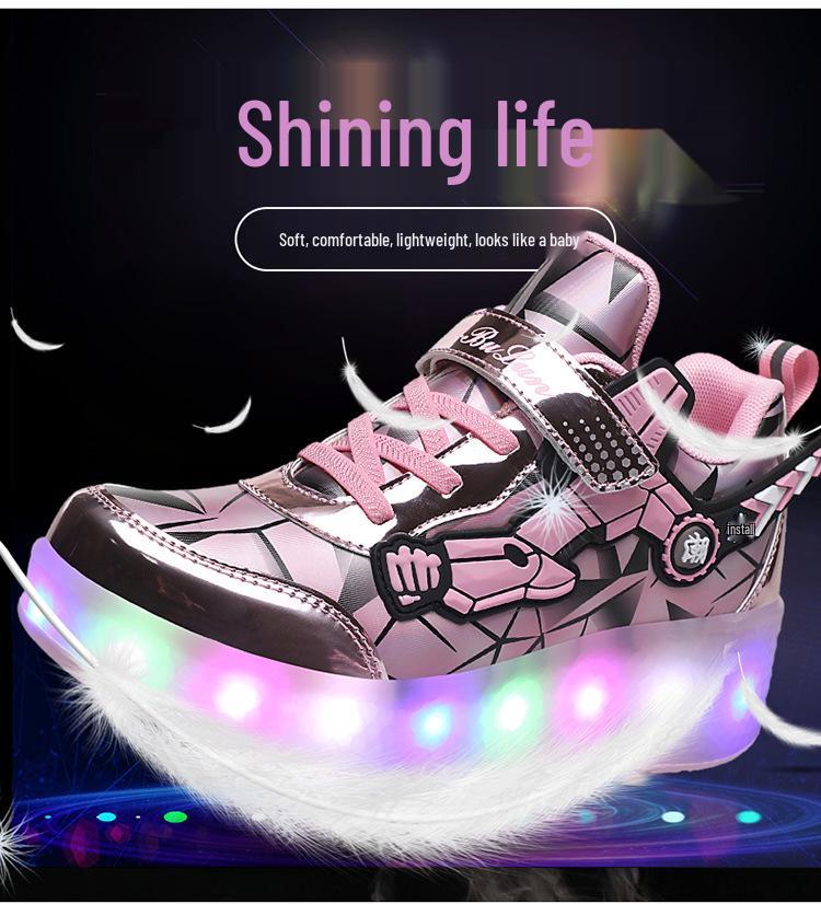 LED Light-Up Two-Wheel Roller Shoes - Colorful Outdoor Skating