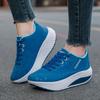 Women Casual Sports Shoes Breathable Comfortable Wedge Heel Thick Sole Sneakers Lace-up Shoes