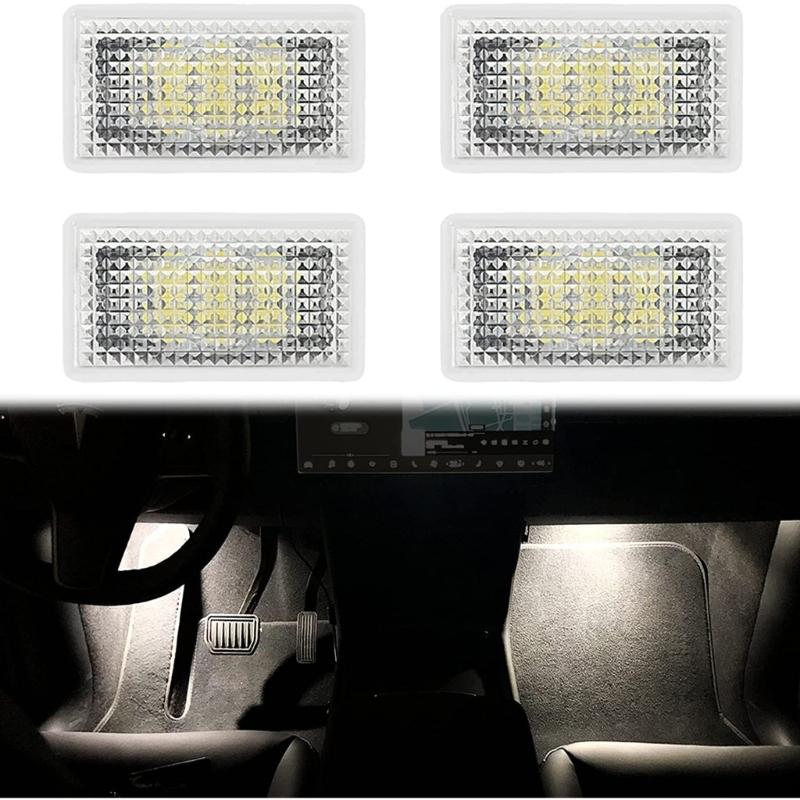 Trunk and Door Light Replacement Set, 4 LED Cabin Lamps for Footwell Courtesy and Front Trunk Lighting Use in Vehicles